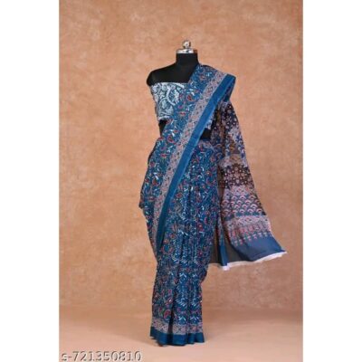 Kaashni- Ethnic Print Mulmul Saree