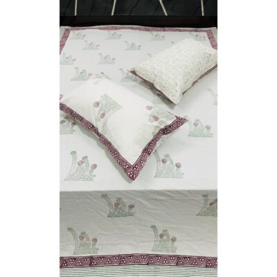 SoftNest- Handblock Printed Queen Size Bedsheet