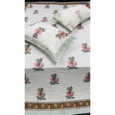 SoftNest- Handblock Printed Queen Size Bedsheet