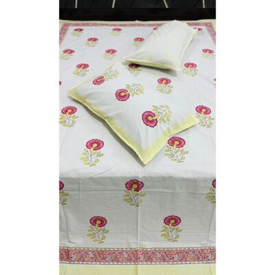 SoftNest- Handblock Printed Queen Size Bedsheet