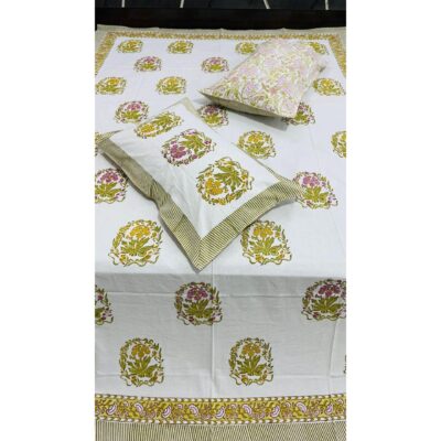 SoftNest- Handblock Printed Queen Size Bedsheet
