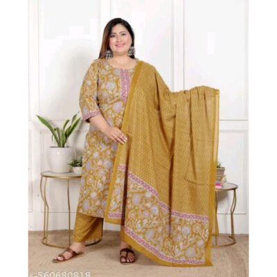 Reya- Plus size Ethnic Cotton Suit Set