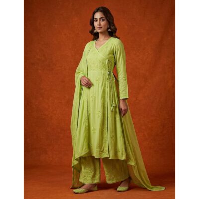 Iraah- Angrakha Style Rayon Suit Set