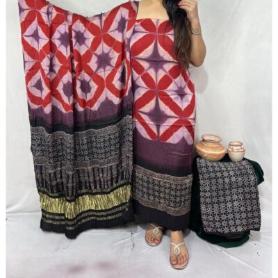 Saanjh- Ajrakh Modal Silk Suit Set