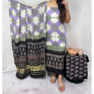 Saanjh- Ajrakh Modal Silk Suit Set