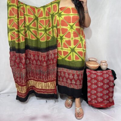 Saanjh- Ajrakh Modal Silk Suit Set