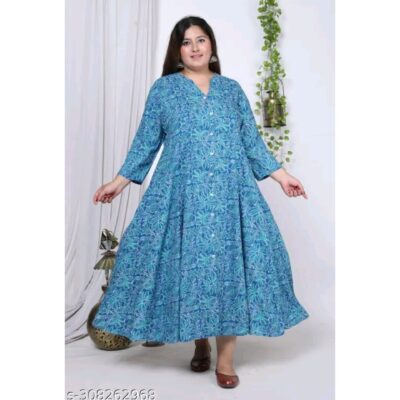Ryna-  Floral Flared Plus size Kurti