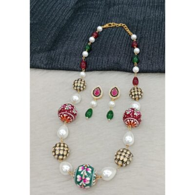 Mevika- Hand-painted Pearl Jewellery Set