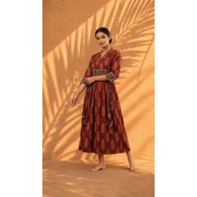 Tarini- Ajrakh Print Flared Kurti