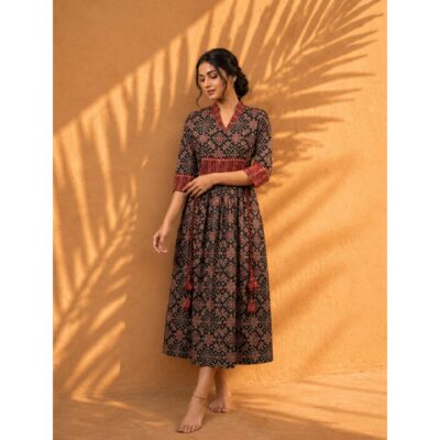 Tarini- Ajrakh Print Flared Kurti