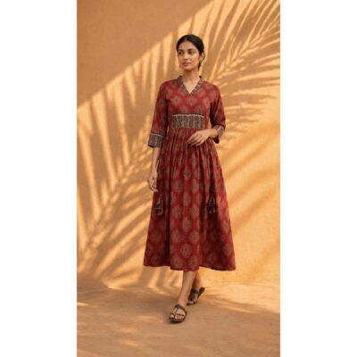 Tarini- Ajrakh Print Flared Kurti