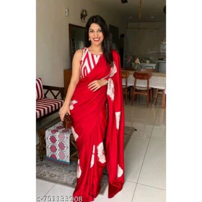 StyleHue- Floral Satin Silk Saree