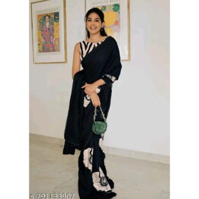 StyleHue- Floral Satin Silk Saree