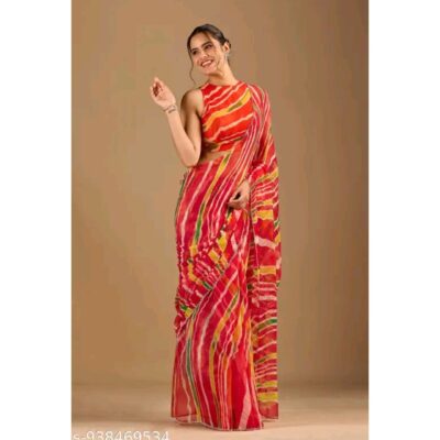 Rivaaz- Leheriya Bandhani Chiffon Saree