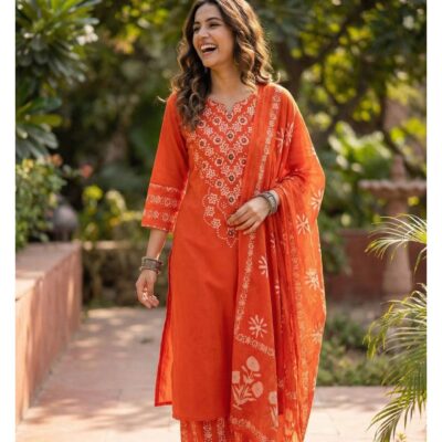 Sehaj- Batik Print Mirror Work Suit Set