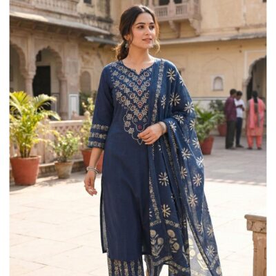 Sehaj- Batik Print Mirror Work Suit Set