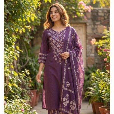 Sehaj- Batik Print Mirror Work Suit Set