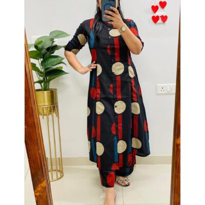 Nivra- Printed A-line Cotton Kurta Set