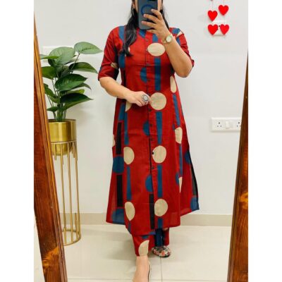 Nivra- Printed A-line Cotton Kurta Set