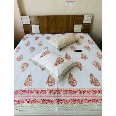 SoftNest- Block Print King Size Bedsheet