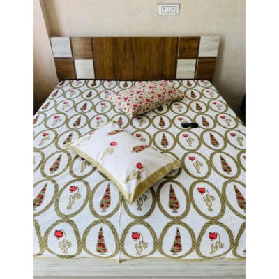 SoftNest- Block Print King Size Bedsheet