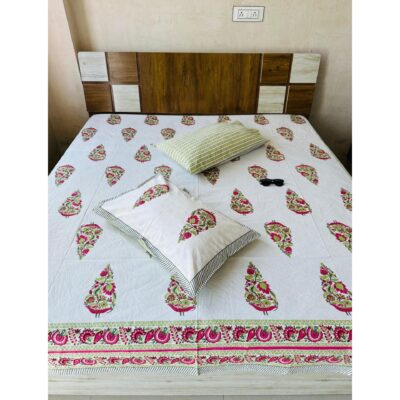 SoftNest- Block Print King Size Bedsheet