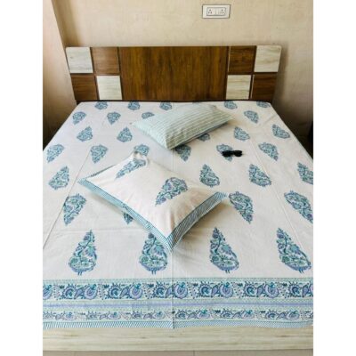 SoftNest- Block Print King Size Bedsheet