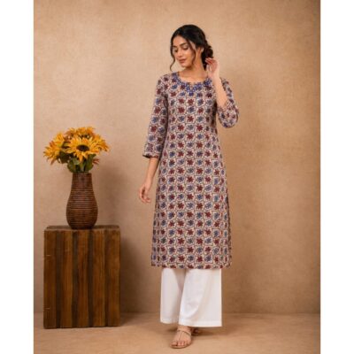 Kashvi- Ethnic Print Silk Kurti