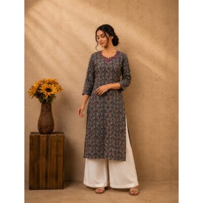 Kashvi- Ethnic Print Silk Kurti