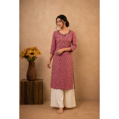 Kashvi- Ethnic Print Silk Kurti