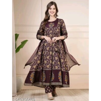 Tarang- Floral Cotton Anarkali Kurta Set