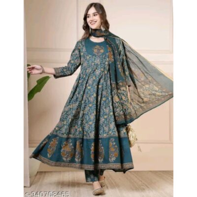 Tarang- Floral Cotton Anarkali Kurta Set
