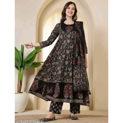 Tarang- Floral Cotton Anarkali Kurta Set