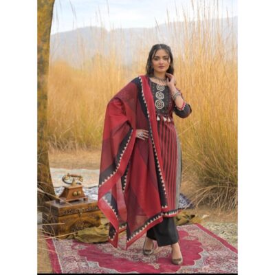Aira- Embroidered 3 Piece Kurta Set In Cotton