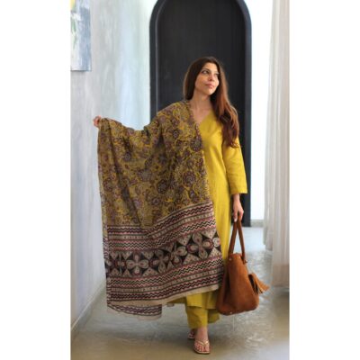 Kesar- Handloom A-Line Cotton Kurta Set