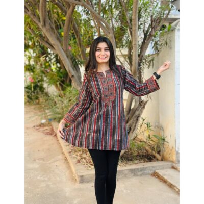 Ira- Ajrakh Print A-Line Short Top