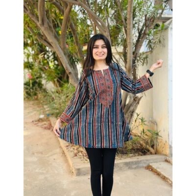 Ira- Ajrakh Print A-Line Short Top