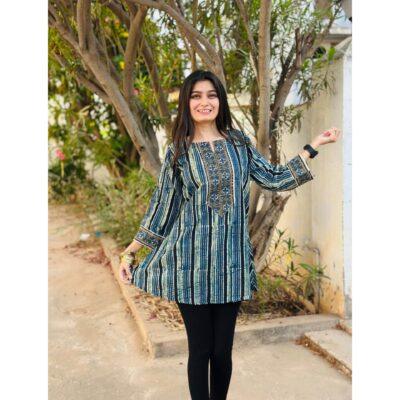 Ira- Ajrakh Print A-Line Short Top