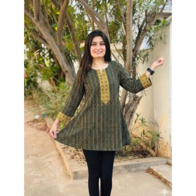 Ira- Ajrakh Print A-Line Short Top