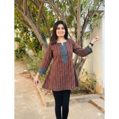 Ira- Ajrakh Print A-Line Short Top