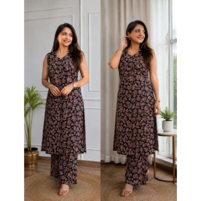Kalika- Ajrakh Cotton Kurta Palazzo Set