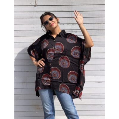 Glamfit- Shirt Style Kaftan In Silk