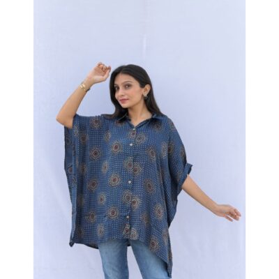 Glamfit- Shirt Style Kaftan In Silk