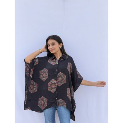 Glamfit- Shirt Style Kaftan In Silk