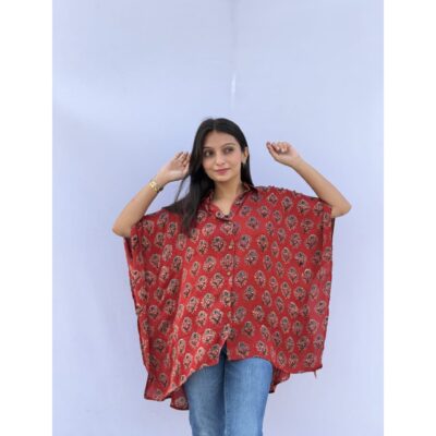 Glamfit- Shirt Style Kaftan In Silk