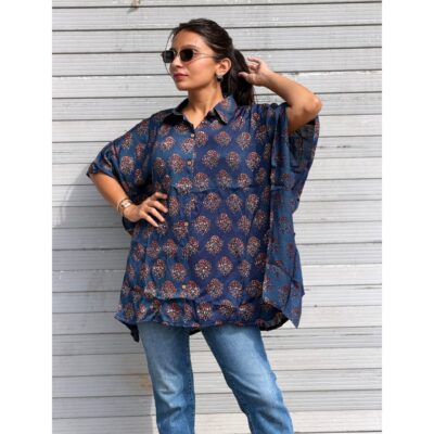 Glamfit- Shirt Style Kaftan In Silk