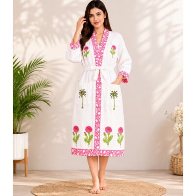 EaseWear- Handblock Printed Bathrobe