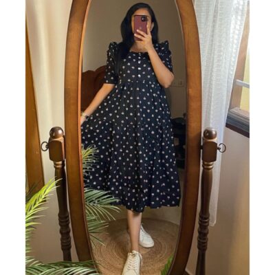 Flora- Lotus Print Cotton Midi Dress