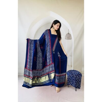 Hastkala- Ajrakh Modal Silk Suit Set