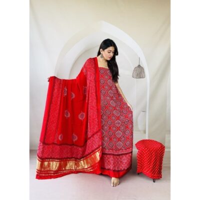 Hastkala- Ajrakh Modal Silk Suit Set